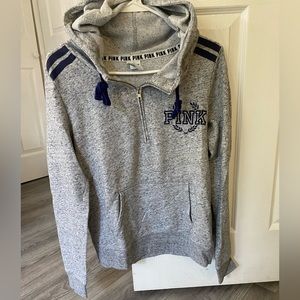 Victoria’s Secret PINK, size M, grey with navy half zip sweatshirt